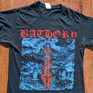 Gildan Black T-Shirt with Red and Blue Bathory Graphic